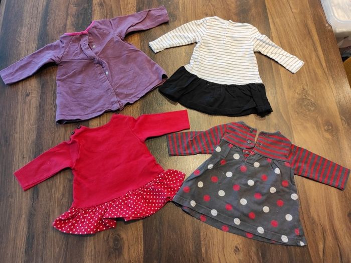 Lot t-shirts manches longues+ pull maille 3 mois fille - photo numéro 3