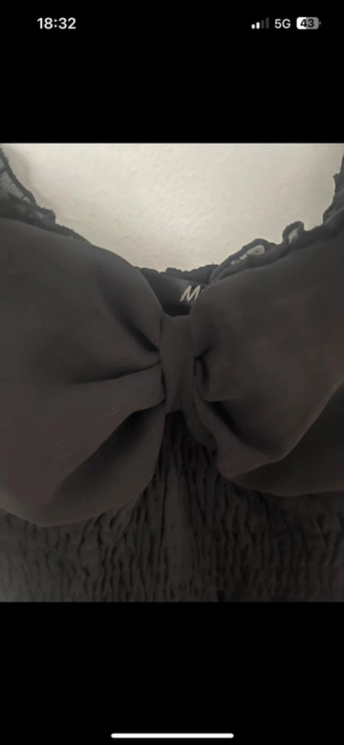 Robe noire en voile doublée - Taille 38, Mim, bas volanté élégant - photo numéro 3