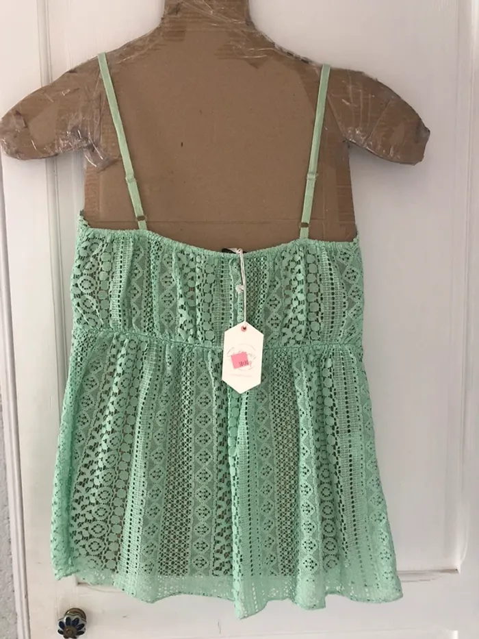 BB- Blouse à bretelles « culture sud » menthe T u NEUVE - photo numéro 2