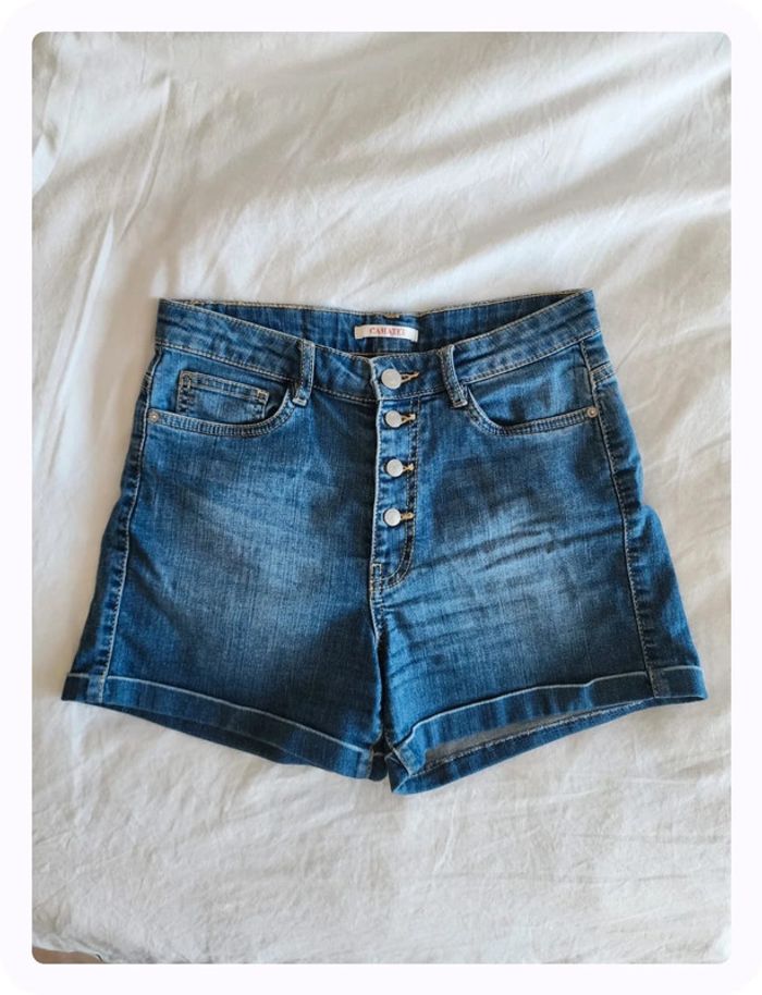 Short en jean coton boutonné Camaieu