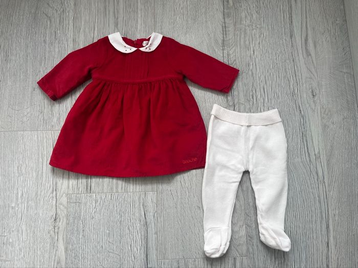 Robe velours rouge + collant assorti – 1 mois 🎀 - photo numéro 2