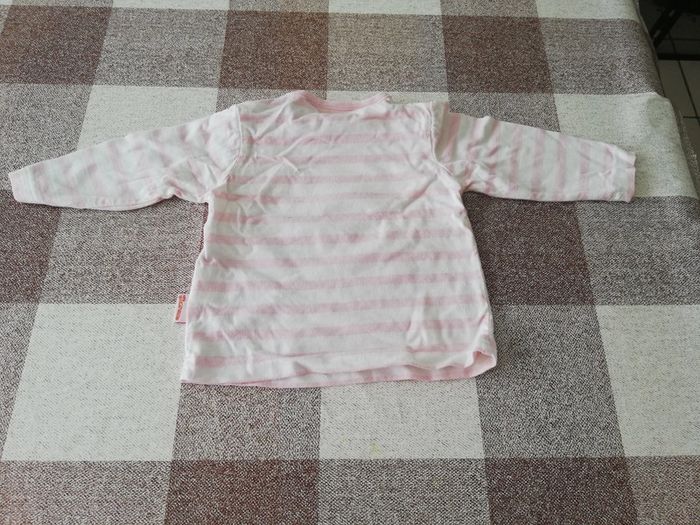 TS manches longues rayé rose/blanc Titi 9 mois - photo numéro 3