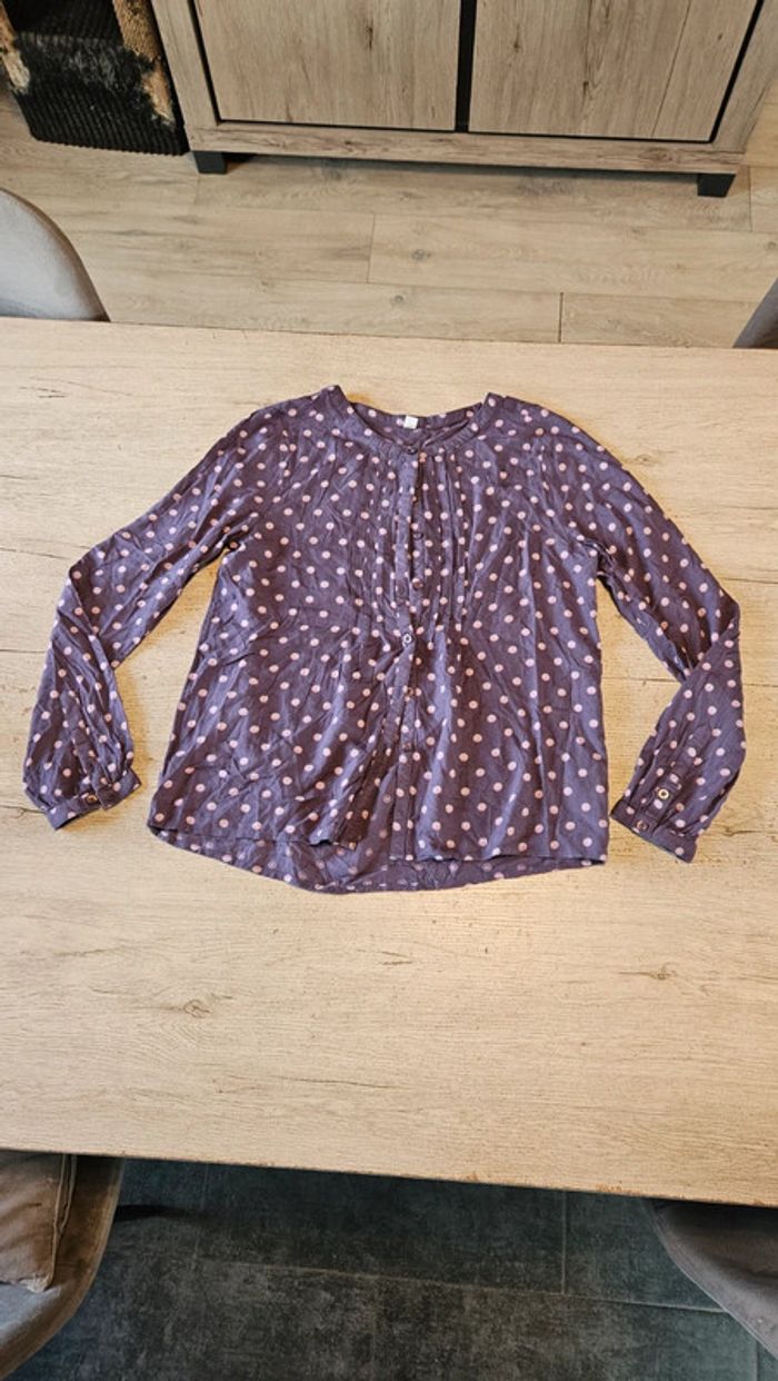 Chemisier fille manches longues, mauve avec dessins roses et blancs, Esprit, 14 ans, nickel - photo numéro 2