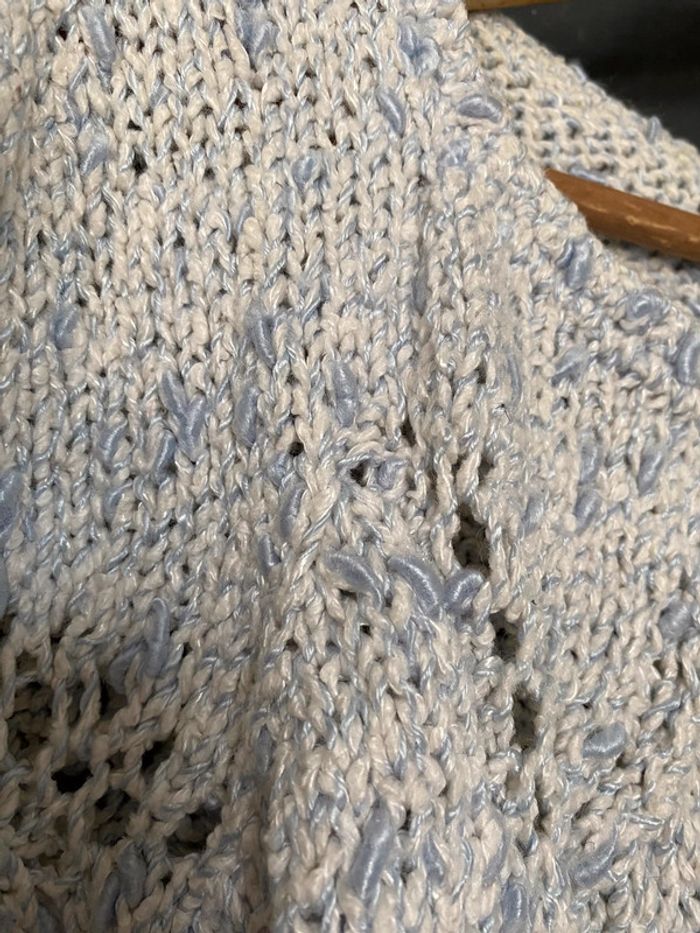 Pull en coton motifs ajourés fait main 1984 - photo numéro 5