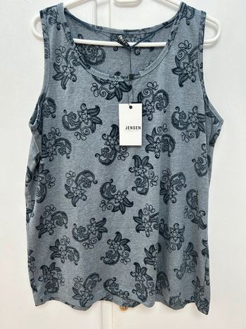 Débardeur gris motifs baroque bleu foncé - jensen en coton taille L neuf