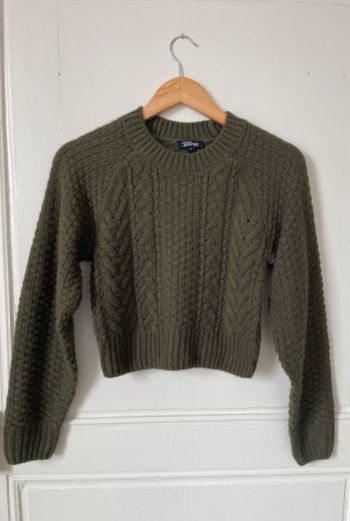 Très joli pull court maille kaki Jennyfer XS tbe