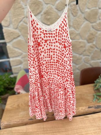 Robe taille 12 ans rouge blanche débardeur cœur la halle kookai