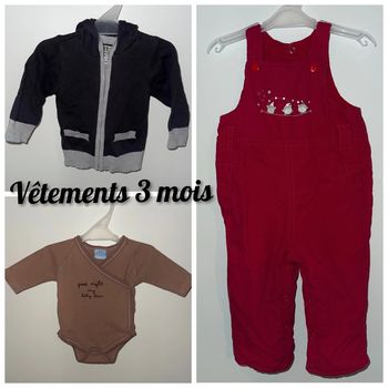 Vêtements 3 mois (body, combinaison, veste)