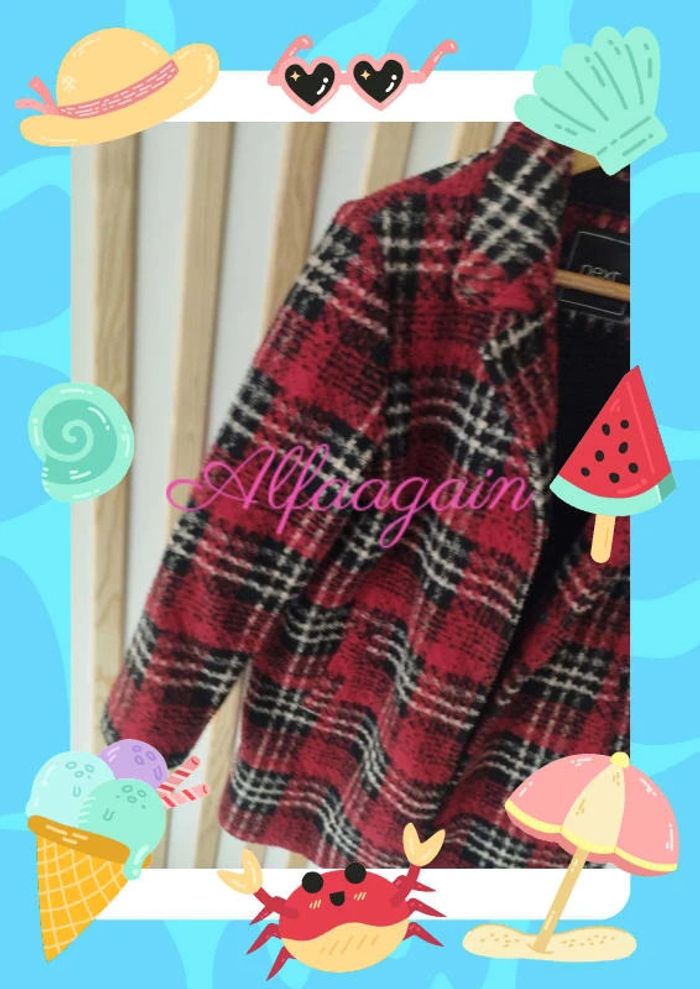 Manteau quadrillé rouge noir 7ans next - photo numéro 8
