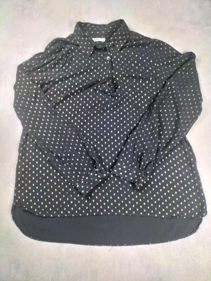 Chemise Gémo noire à motifs dorés – Taille 44