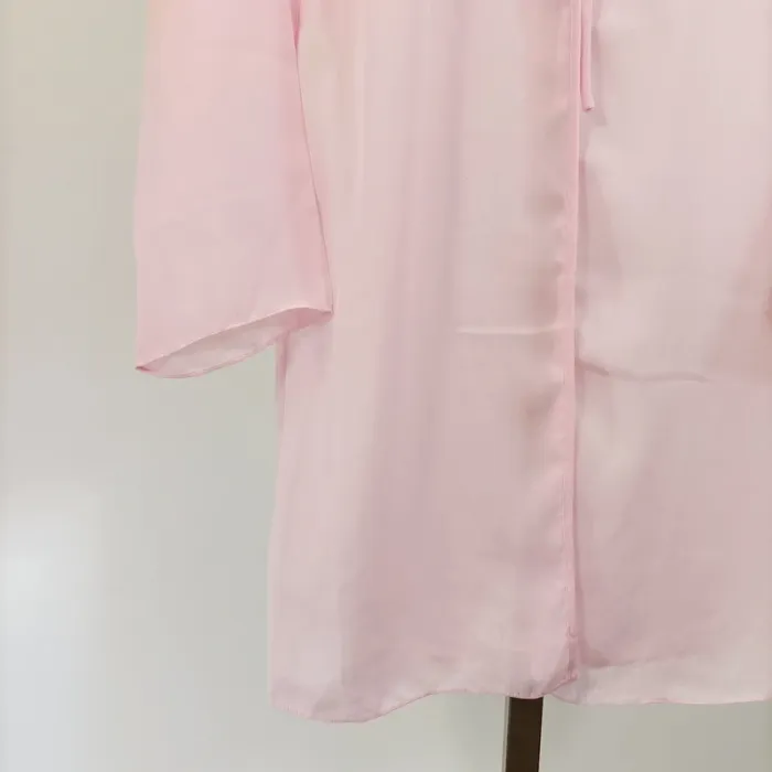 Déshabillé en mousseline rose poudré transparent - kimono d'intérieur taille unique - Feminissime - photo numéro 4