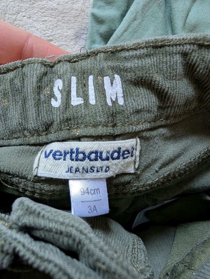 Lot 2 Pantalons Fille Vertbaudet 3 Ans (94 cm) - Vert d'eau & Velours Côtelé Kaki - photo numéro 4