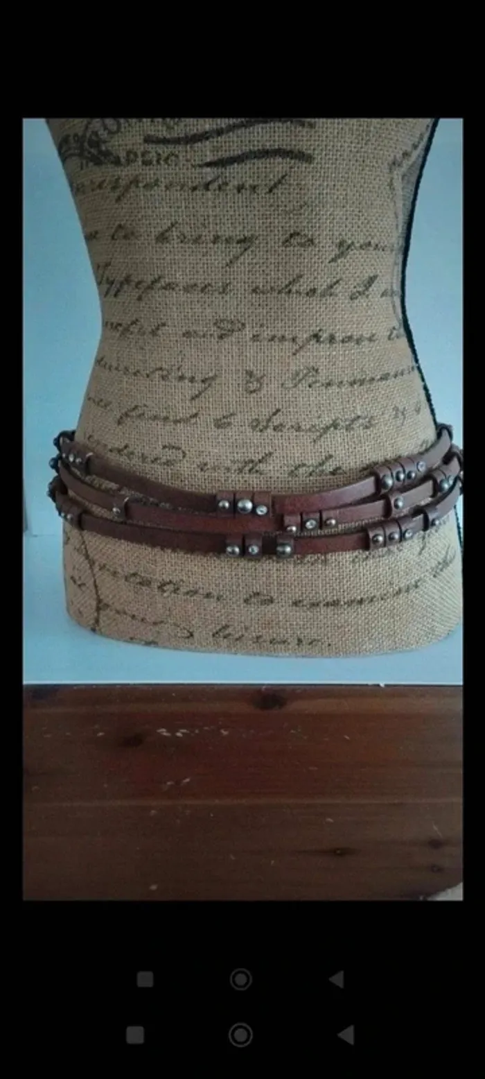 Ceinture trois rangs marron 85 cm - photo numéro 10