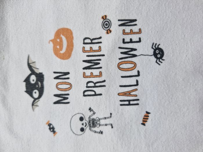 Ensemble 24 mois Pommette Blanc gris mon 1er halloween citrouille chauve-souris squelette araignée - photo numéro 4