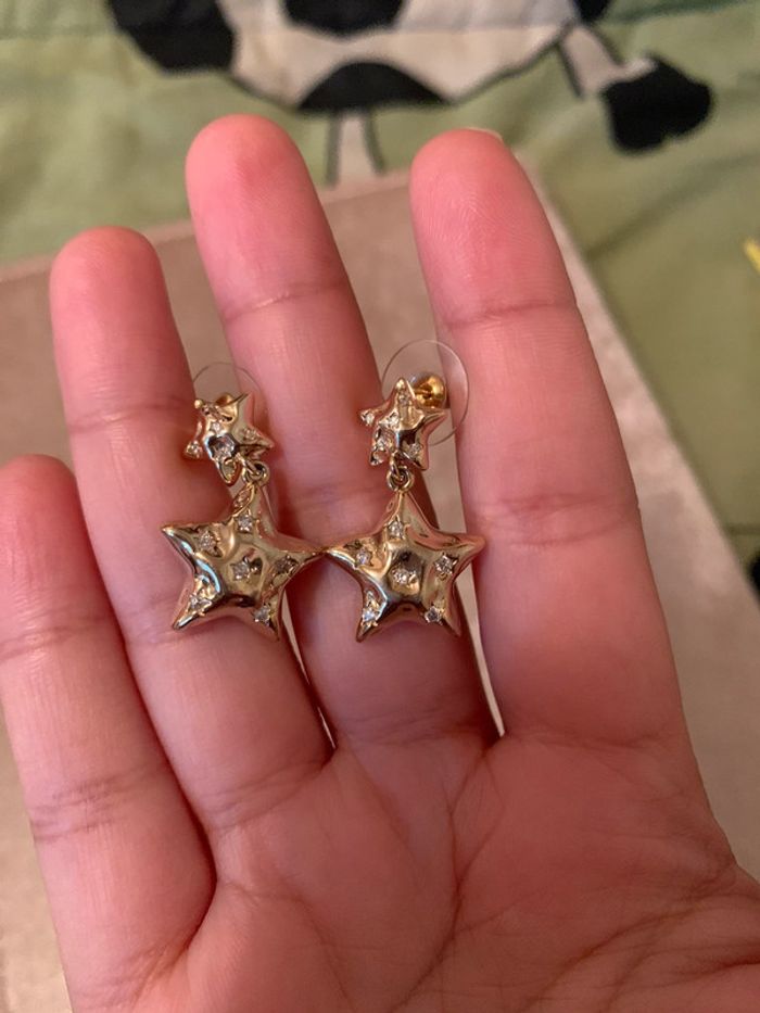 Boucles d’oreilles étoiles pendantes - photo numéro 7