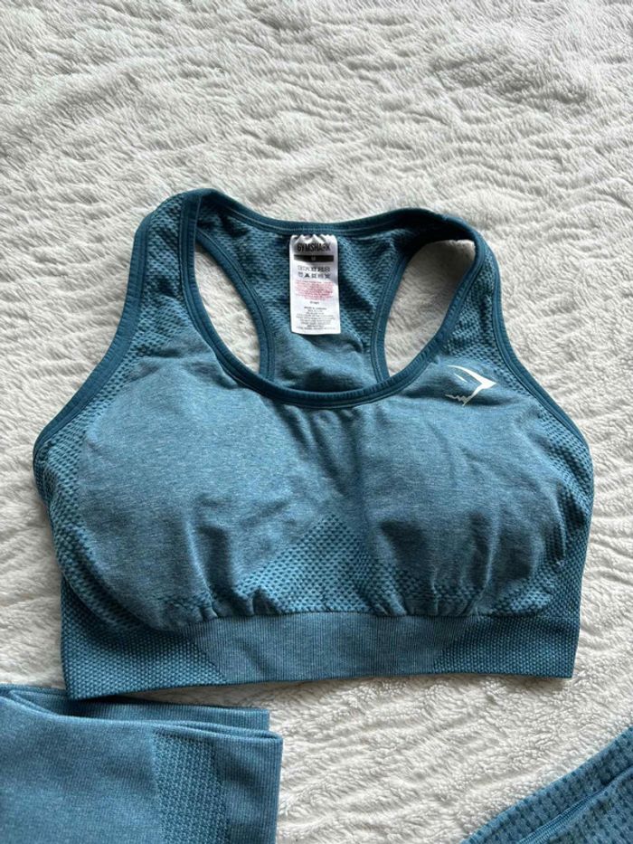 Ensemble Gymshark Vital Seamless – Brassière Legging taille haute Bleu Turquoise M/38– Comme Neuf - photo numéro 2