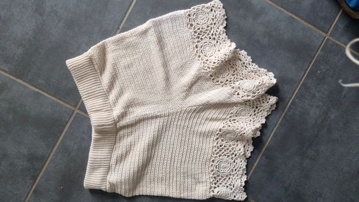 Short beige Maille crochet sympa M 38 40  élastique - photo numéro 4