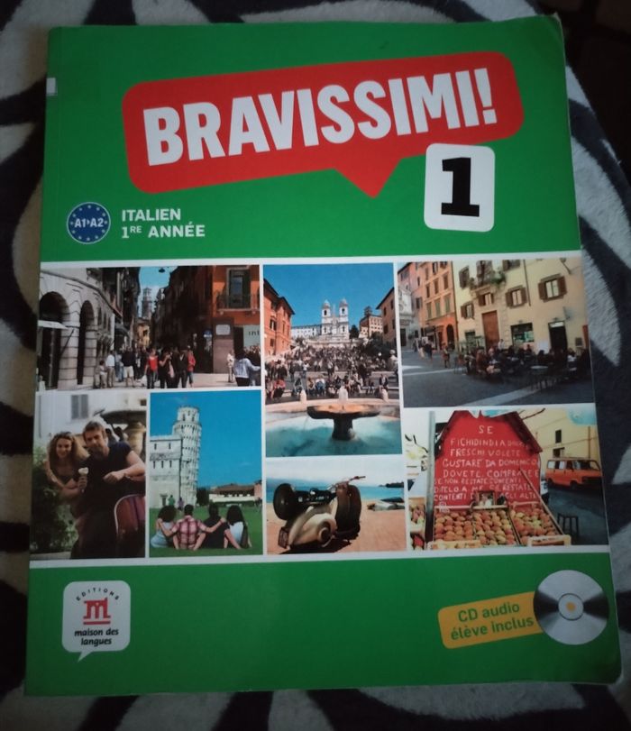 Manuel italien "Bravissimi" 1er année A1/A2 édition maison des langues