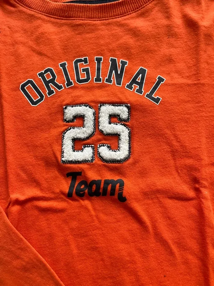 Teeshirt manches longues orange taille 6 ans marque Kiabi - photo numéro 2