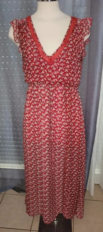 Robe fleurie longue fendue S