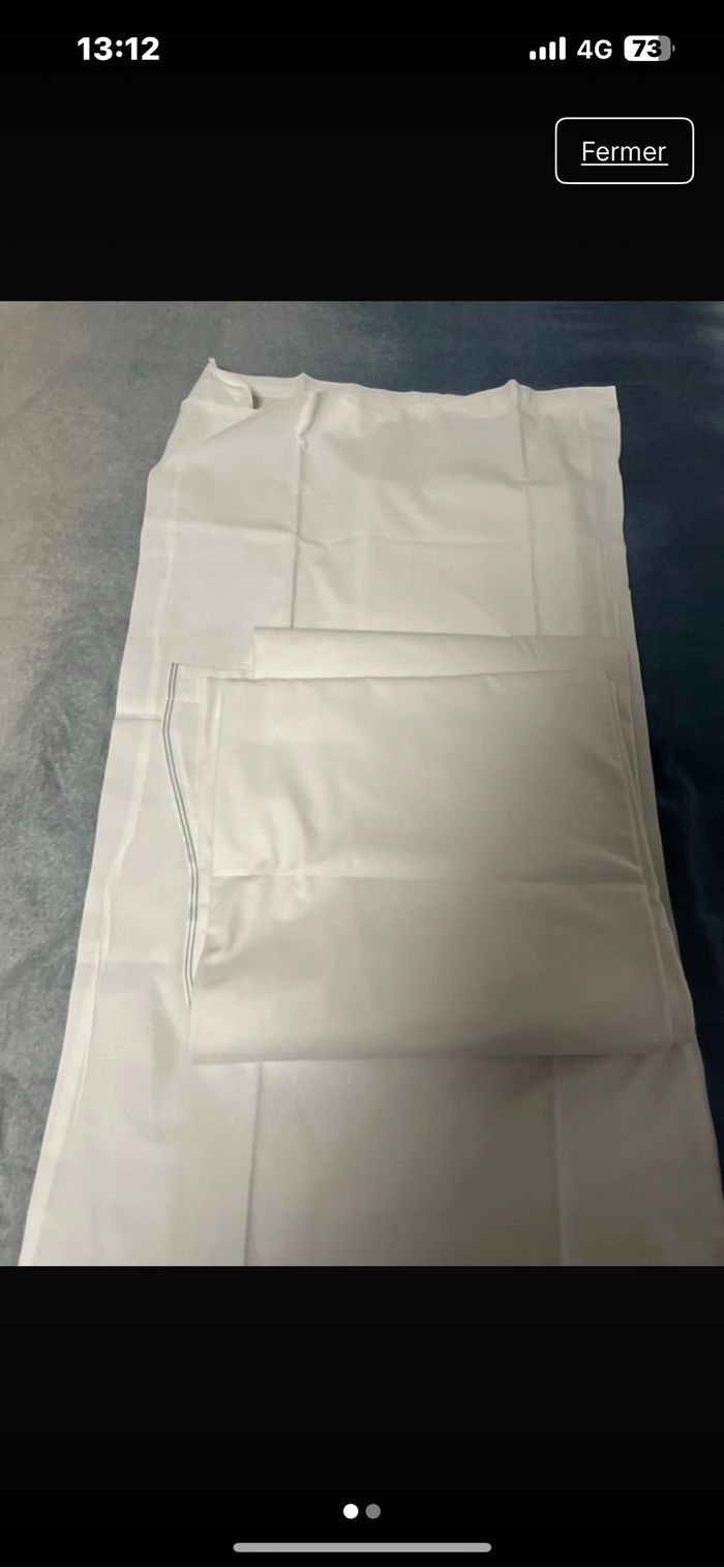 1 draps blanc 100% coton neuf avec 2 housses d’oreiller - photo numéro 2