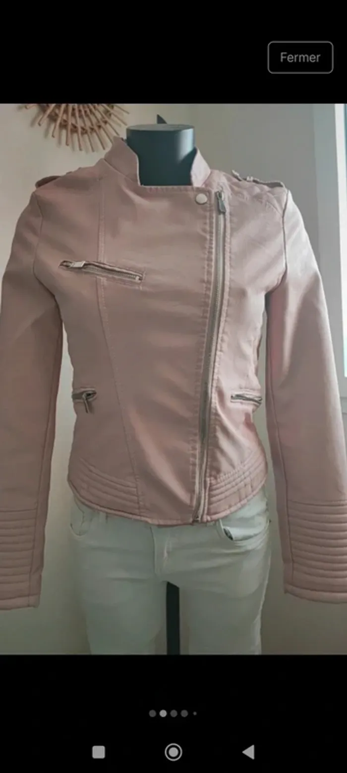 Veste simili cuir rose taille 38. - photo numéro 2