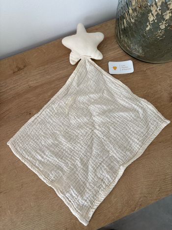 Doudou lange étoile écru  beige crème