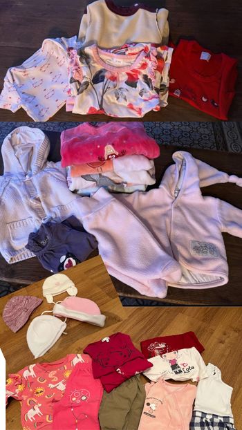 Lot vêtements filles 26 pièces taille 1 mois à 9 mois