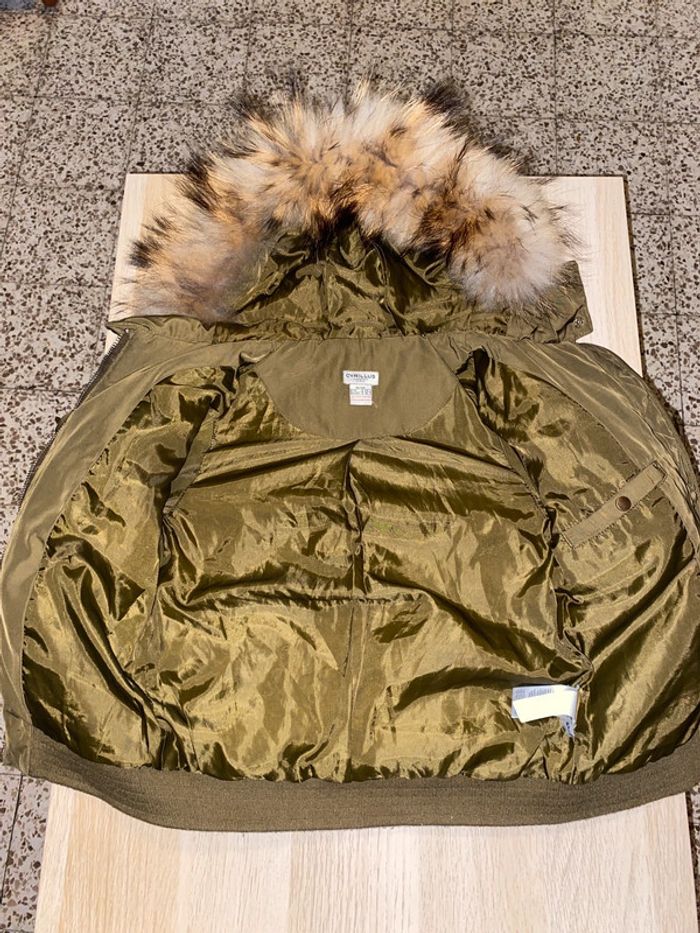 Manteau blouson fille 8 ans cyrillus kaki capuche fourrure raton laveur - photo numéro 9