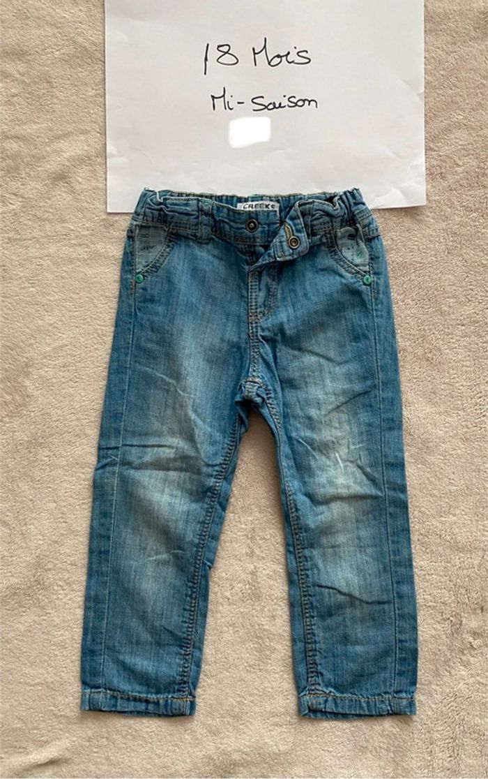 Lot 3 pantalons jeans légers - Creeks, Kimbaloo, In extenso - 18 mois - TBE - photo numéro 2