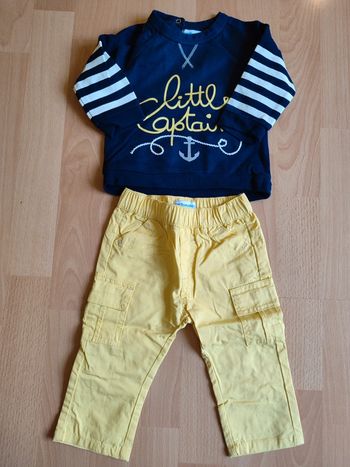Lot ensemble neuf pantalon léger + sweat Vertbaudet en 6M