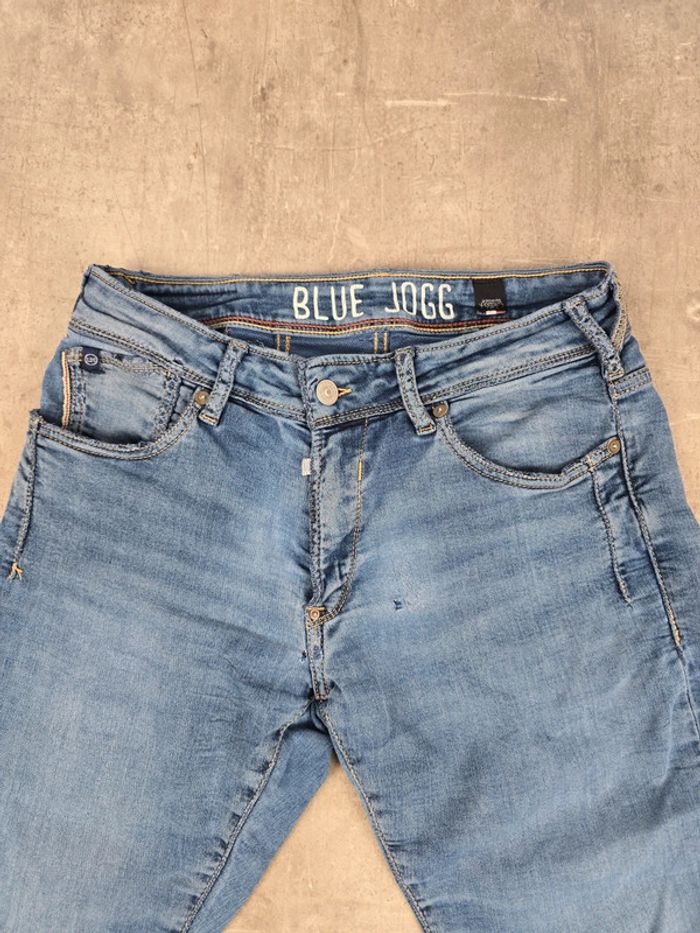 Jean blue jogg homme Le Temps des Cerises slim stretch taille 28 bleu effet délavé style casual - photo numéro 4