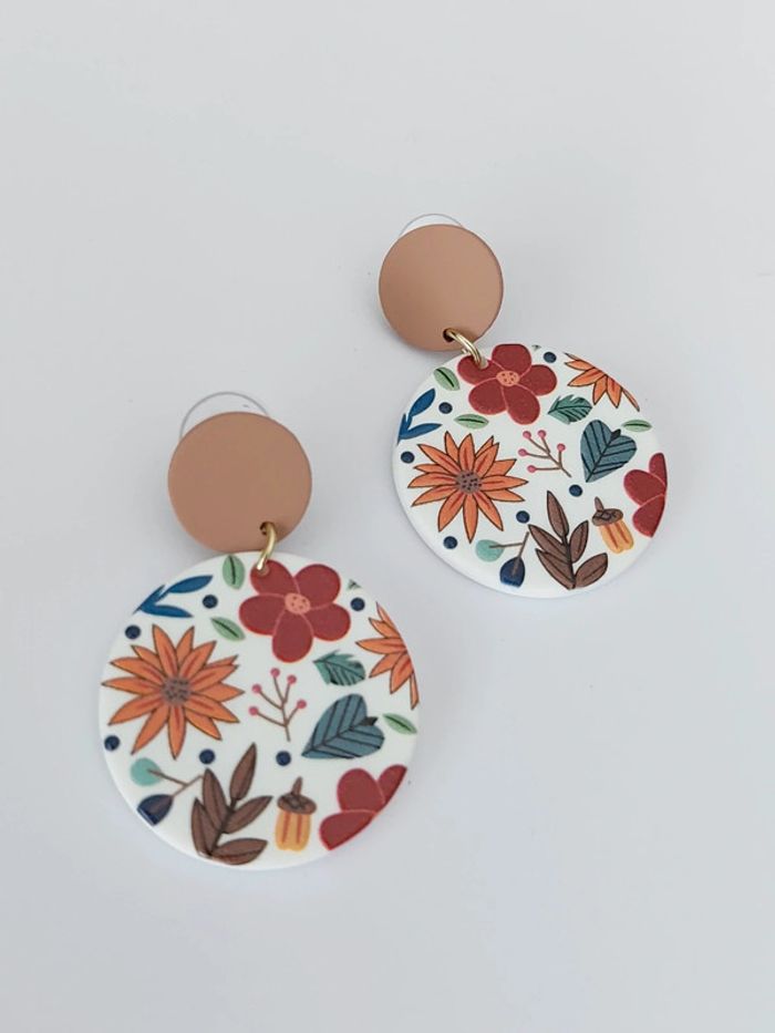 Boucles d'oreilles bohème - motif fleurs d'automne - tendance 🍂 - photo numéro 5