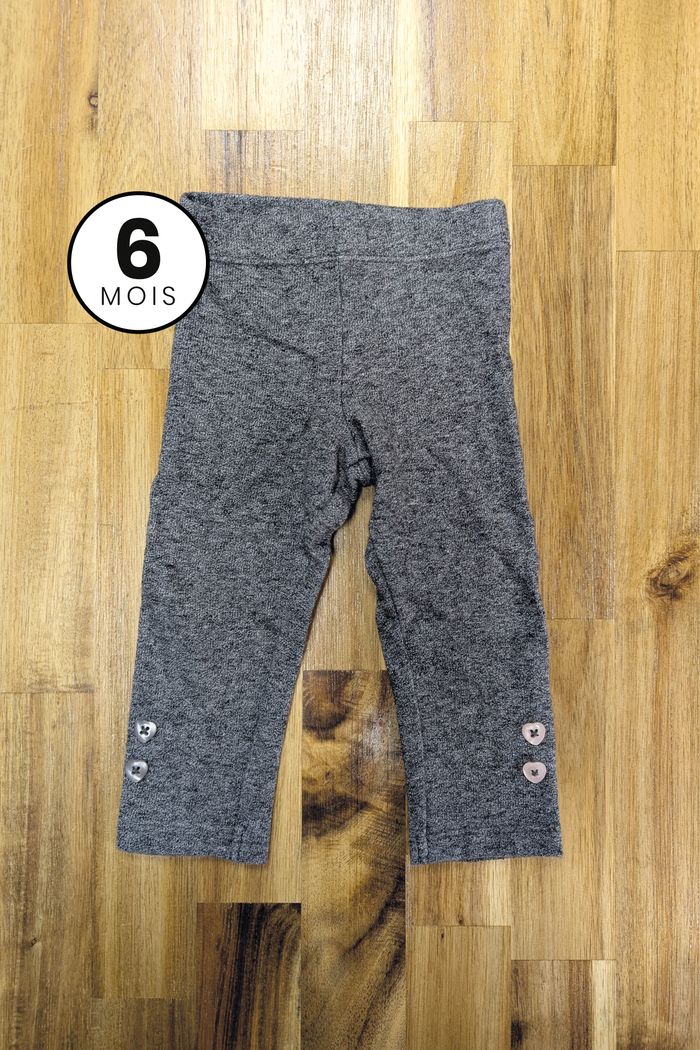 Legging Gris - Bouton coeur - Bébé fille 6 mois