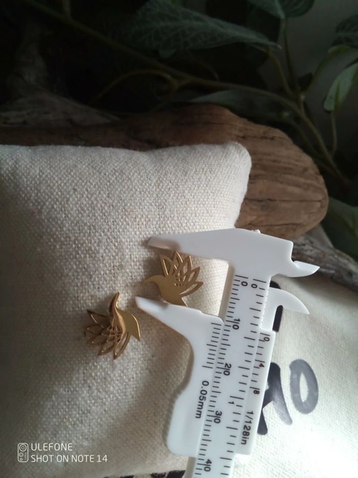 Boucles d'oreilles oiseaux en acier inoxydable doré - photo numéro 3