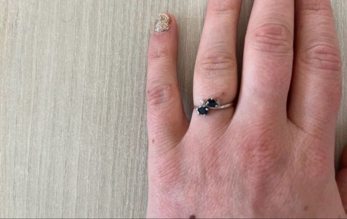 Bague or blanc saphir bleu - photo numéro 6