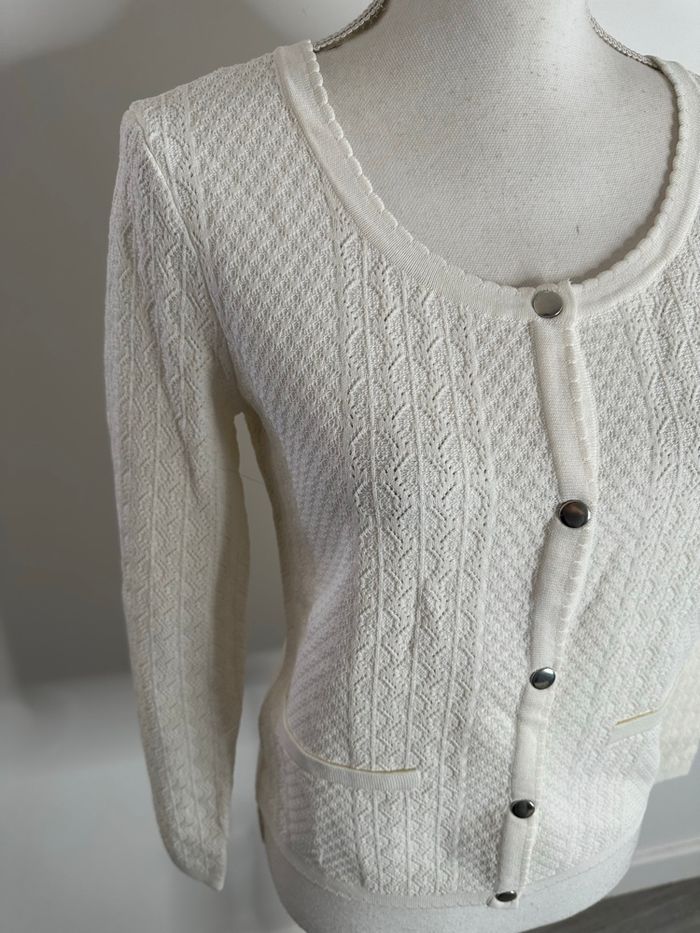 Cardigan en maille blanc crème Claudie Pierlot T2 38 M - photo numéro 7