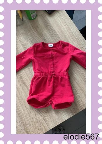 Combishort rouge / rose TAO 12 mois