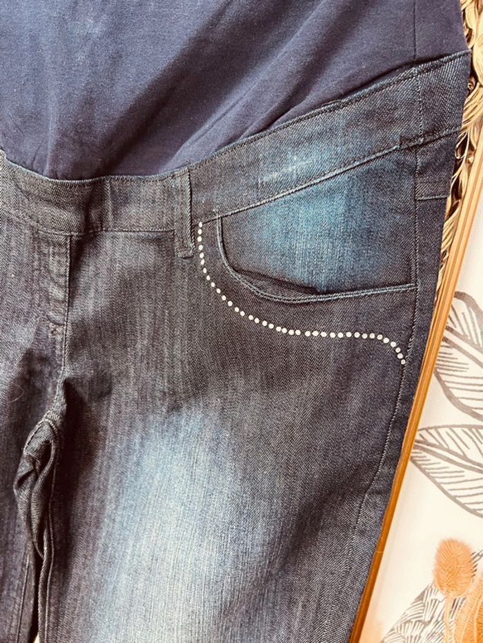 Taille 36 NEUF jean droit grossesse Premaman bleu brut - photo numéro 2