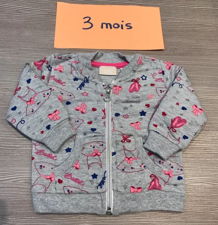 Gilet zippé 3 mois fille