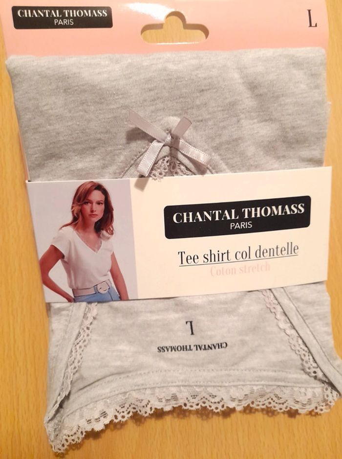 T-shirt gris col dentelle taille M/L