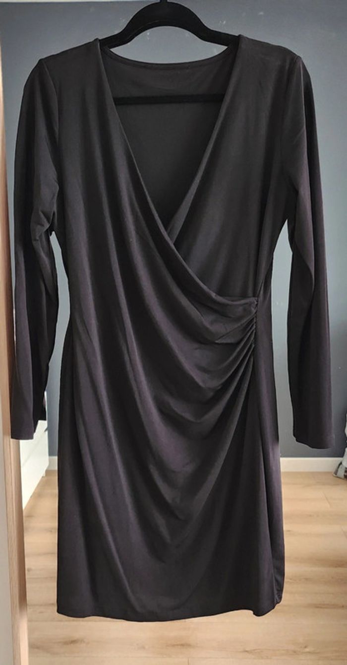 Robe drapée cache-coeur manches longues noire taille M Morgan - photo numéro 2