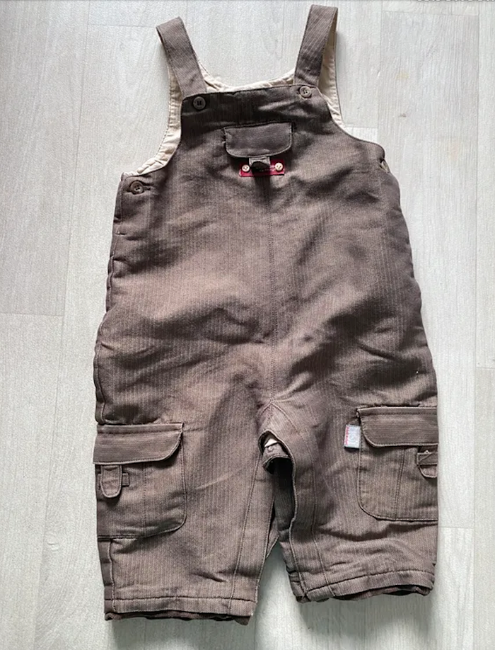 Salopette Sergent Major 12 mois coloris taupe et beige