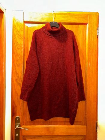 Long pull col roulé bordeaux