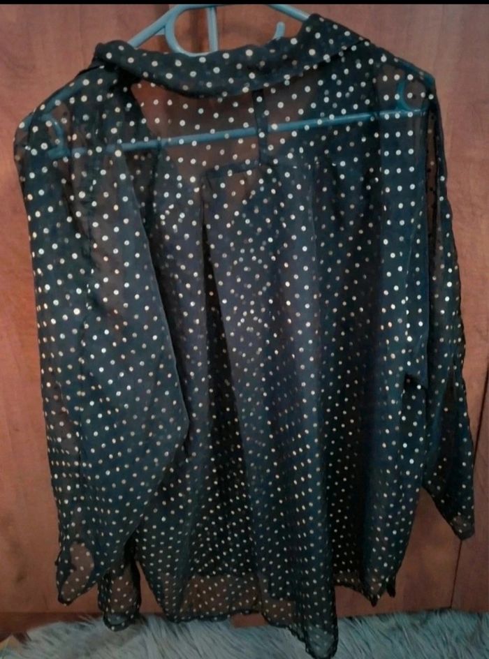 Chemise transparente noir a pois doré 46-48 - photo numéro 9