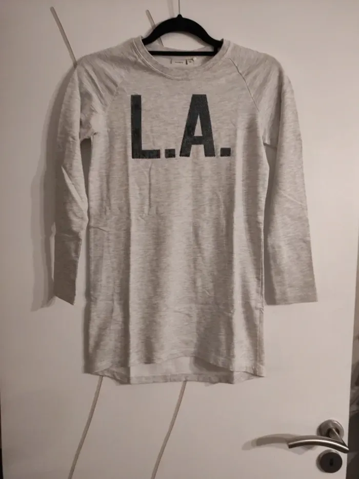 Robe sweat/tunique blanc/gris Name it 11ans