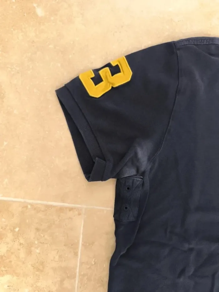 Polo Ralph Lauren homme custom fit L marine logo jaune quelques défauts - photo numéro 3