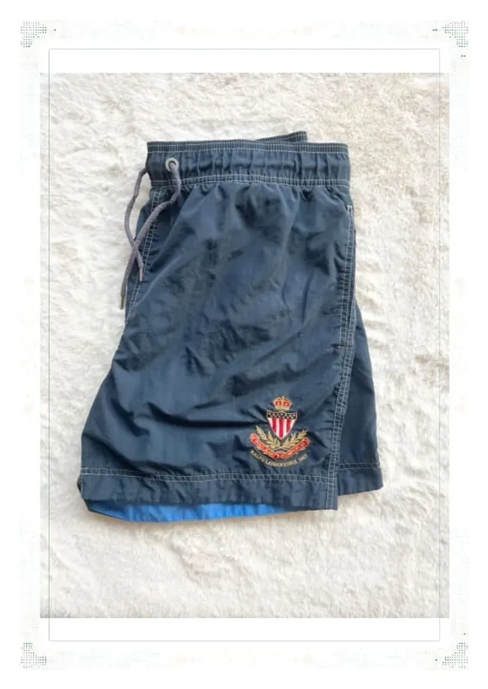 Short de bain Ralph Lauren vintage – Bleu marine – Taille XL – Classe à l’ancienne