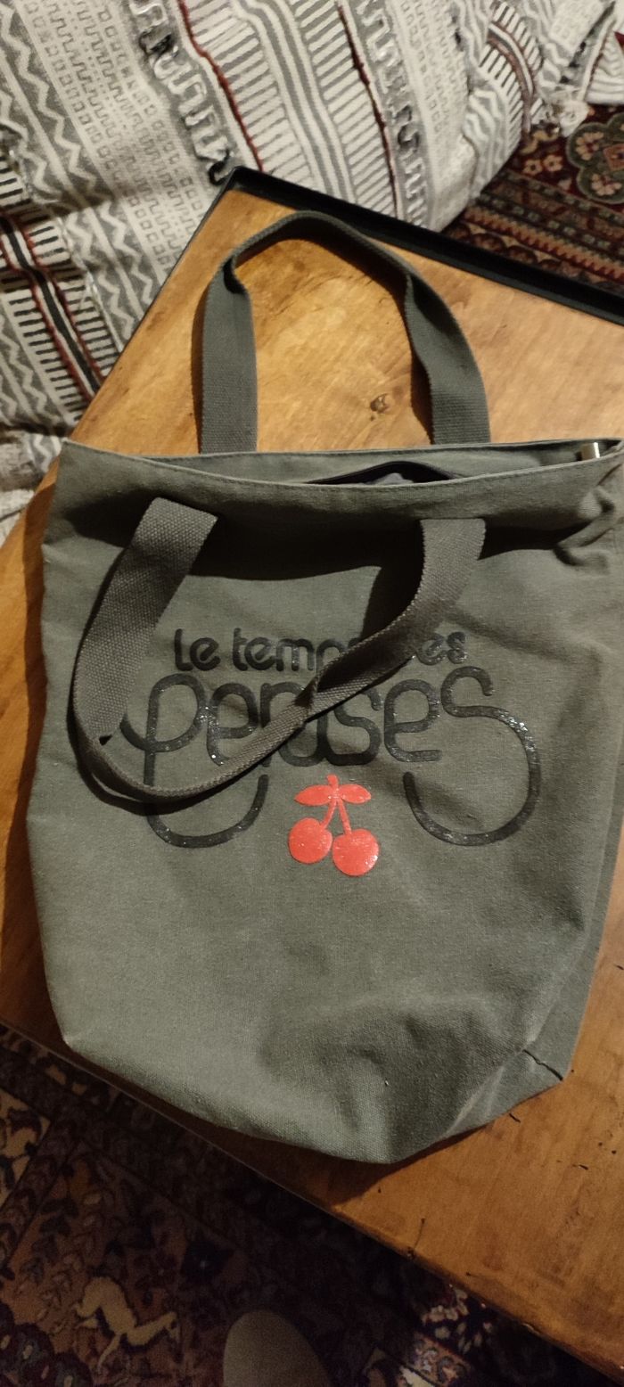 Sac Le temps des cerises, gris.