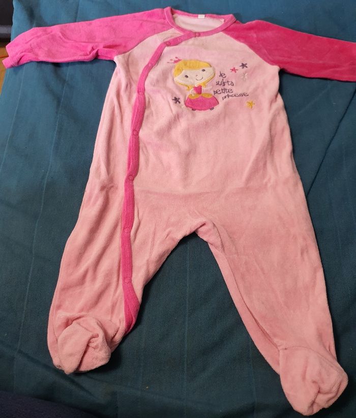 Pyjama ou sur pyjama fille rose en velours été 9 mois